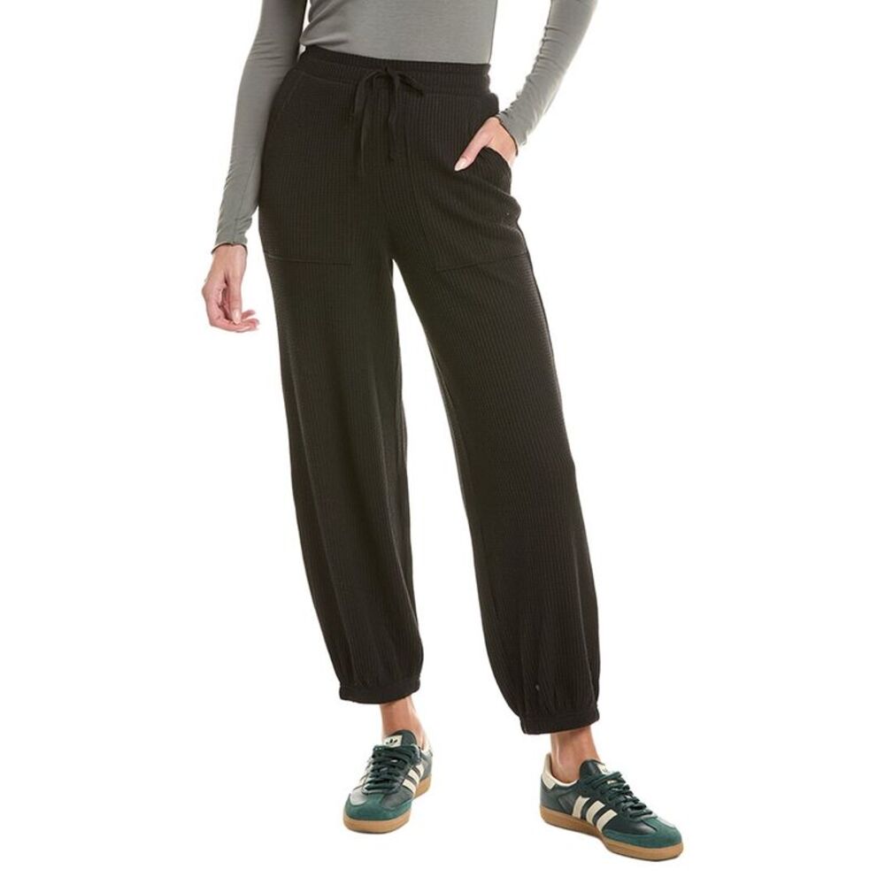 Chaser Womens  Waffle Thermal Billyy Jogger Pant, Black